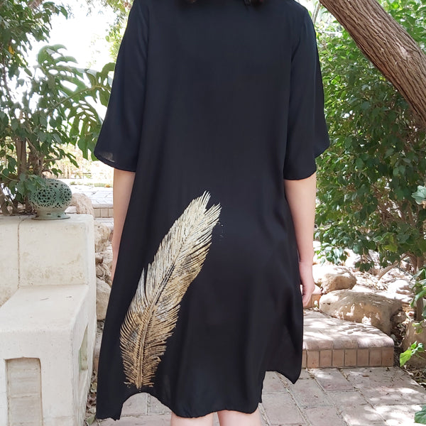 N5 V-Neck Half Sleeve Dress-Black – view 2