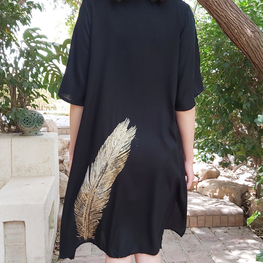N5 V-Neck Half Sleeve Dress-Black – view 2