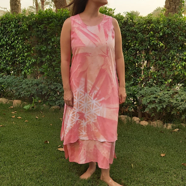 Sunrise Splash Layered Dress – hand block-printed women's dress by MIM Creative Wear, Egypt