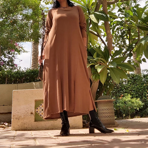 WA7 Long Sleeve A-Shape Long Dress – view 2