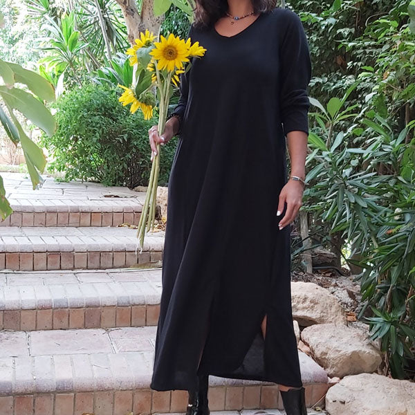 WA7 Long Sleeve A-Shape Long Dress – view 3