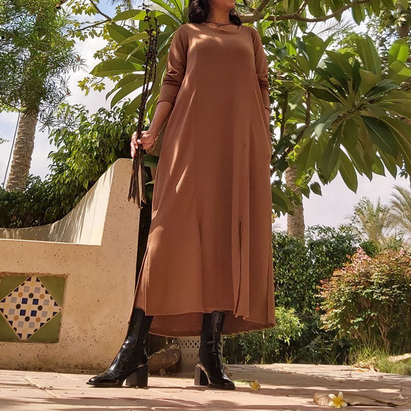 WA7 Long Sleeve A-Shape Long Dress – view 4