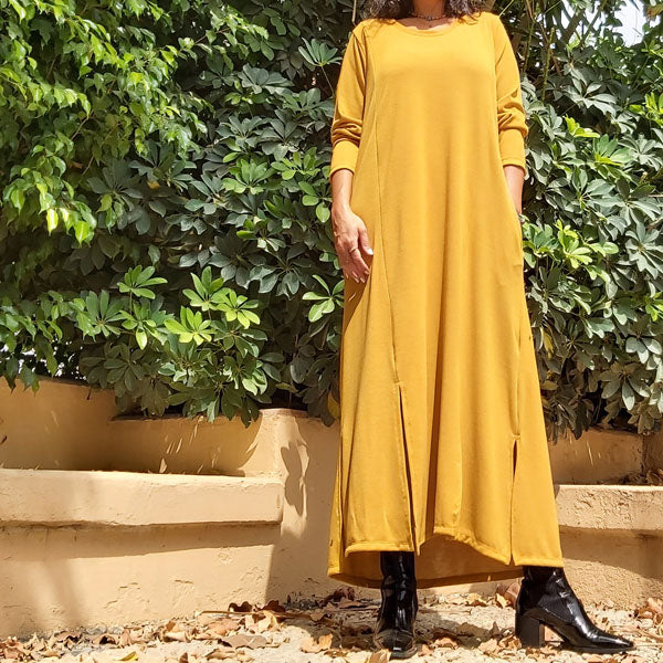 WA7 Long Sleeve A-Shape Long Dress – view 5